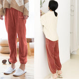 Women Winter Pajamas Pants Velvet Sleepwear Home Nightgown Trousers Red