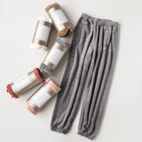 Women Winter Pajamas Pants Velvet Sleepwear Home Nightgown Trousers Gray