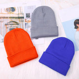 Women Men Warm Hat Winter Knitted Skull Cap Ski Beanie Cap Head Wrap Orange