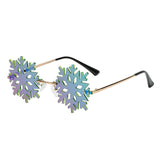 Snowflake Shape Sunglasses Funky Party Cosplay Fancy Dress Glasses Green