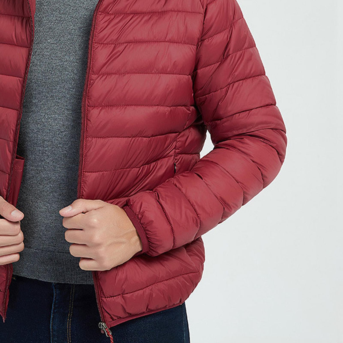 Men's Winter Ultralight Duck Down Jacket Puffer Coat Red L
