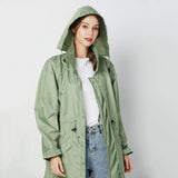 Women Hooded Wind Wave Rain Jacket Outdoor Waterproof Coat Outwear Green L