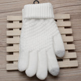 Maxbell Men Women Touch Screen Winter Gloves Warm Thick Knit Thermal Insulated White