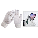 Maxbell Men Women Touch Screen Winter Gloves Warm Thick Knit Thermal Insulated White