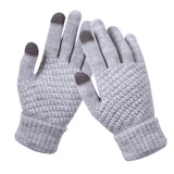 Men Women Touch Screen Winter Gloves Warm Thick Knit Thermal Insulated Gray