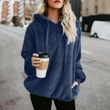 Maxbell 2020 New Women Pullover Fuzzy Fleece Sweatshirt Hoodie L Blue