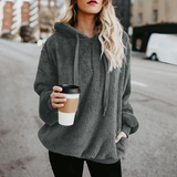 Maxbell 2020 New Women Pullover Fuzzy Fleece Sweatshirt Hoodie 4XL Gray
