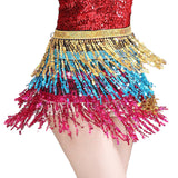 Belly Dance Waist Chain Hip Skirt Scarf Sequins Tassel Streamer Gold