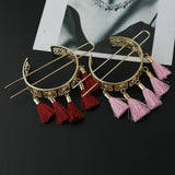 Hair Chopstick Metal Tassel Hair Pin Hair Bun Stick Styling Accessories Red