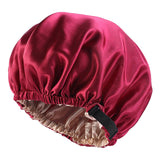 Satin Silk Bonnet Night Sleeping Cap Hat For Curly Natural Hair Wine Red