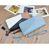 Women Wallet Wristlet Clutch Card Holder Organizer Phone Purse Long Blue