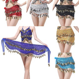 Belly Dance Hip Scarf Sequin Dance Belt Tassel Coins Skirt Belt Red