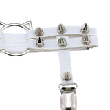 Women Leather Leg Ring Garter Belt Elastic Punk Rivet Thigh Suspender White