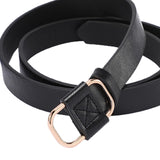 Women Leather Belts Jeans Belts with Alloy O-Ring Buckle No Pin Black
