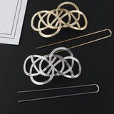 Women Hair Clips Slide Stick Celtic Knot Hairpin Jewelry Accesory Gold