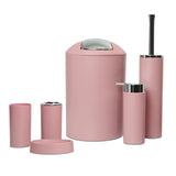 6x Bathroom Accessories Set Tumbler Toothbrush Holder Lotion Dispenser Pink