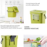 Maxbell  Modern Waste Rubbish Bin Wall Mounted Office Kitchen Trash Can Lid Green 3L