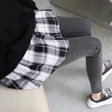 Plaid Half Skirt Girls T-Shirt Hoodies False Bottom Extender Down White