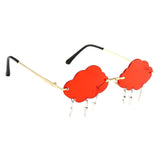 Cloud Sunglasses Lightning Tassel Pendants Colored Lens Eyewear Red