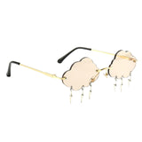 Cloud Sunglasses Lightning Tassel Pendants Colored Lens Eyewear Champagne