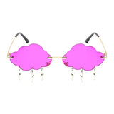 Cloud Sunglasses Lightning Tassel Pendants Colored Lens Eyewear Purple