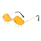 Cloud Sunglasses Lightning Tassel Pendants Colored Lens Eyewear Orange