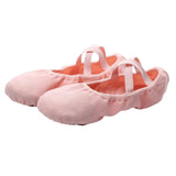 Canvas Ballet Slipper Split-Sole Shoes Fitness Gymnastics Flats Pink_34