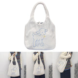 Fashion Shoulder Bag Embroidery Sheep Handbag Warm Crossbody Bag White