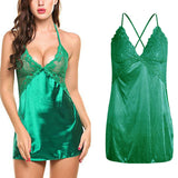 Maxbell Women Babydoll Lingerie Smooth Sleepwear T-back Set Bridal Nighty M