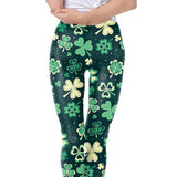 Stretchy Soft Women Leggings Shamrock Print Compression Pants Shamrock S