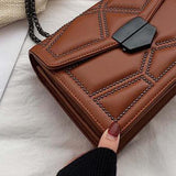 Women Chain Messenger Shoulder Bag Clutch Wallet Crossbody Bag Brown