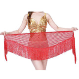 Women Belly Dance Hip Scarf Sequins Dance Belt Tassel Skirt Belt Red