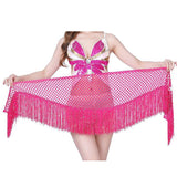 Women Belly Dance Hip Scarf Sequins Dance Belt Tassel Skirt Belt Rose