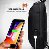 Sling Bag Shoulder Waterproof with USB Charging Port for Men black