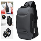 Sling Bag Shoulder Waterproof with USB Charging Port for Men dark gray