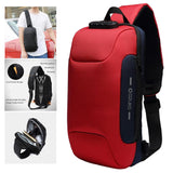 Sling Bag Shoulder Waterproof with USB Charging Port for Men red