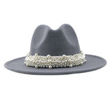 Cashmere Fedora Hat Womens Wide Brim Jazz Cap Bowler Hat Dress Hats Grey