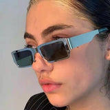 Rectangle Sunglasses Sun Glasses Square Shades Unisex Eyewear Silver_Gray