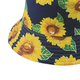 Outdoor Camping Bucket Hat Sunflower Print Hiking Fisherman Hats Ming Blue