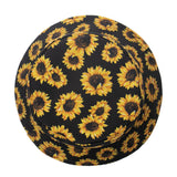 Outdoor Camping Bucket Hat Sunflower Print Hiking Fisherman Hats Black