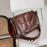 Retro Ladies Leather Chain Shoulder Bag Travel Crossbody Bags Handbag Coffee