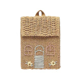 Straw Backpack Ladies Bohemia Casual Shoulder Pack Handwoven Magnetic Button