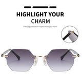 Rimless Sunglasses Girls UV Protective Sun Glasses Eyewear Gradient Gray