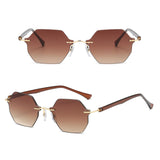 Rimless Sunglasses Girls UV Protective Sun Glasses Eyewear Gradient Brown