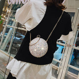 Glitter Ball Clutch Bag Diamonds Handbags Cross Body Shoulder Bag White