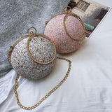 Glitter Ball Clutch Bag Diamonds Handbags Cross Body Shoulder Bag Pink