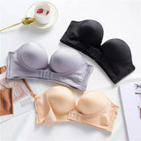 Womens Bra Strapless Lingerie Front Closure Brassiere Skin Color 34AB