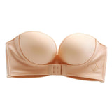 Womens Bra Strapless Lingerie Front Closure Brassiere Skin Color 34AB