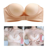 Womens Bra Strapless Lingerie Front Closure Brassiere Skin Color 34AB