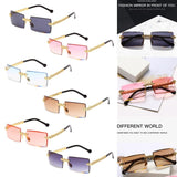 Female Rimless Sunglasses UV400 Driving Sun Glasses Sandy Beach blue